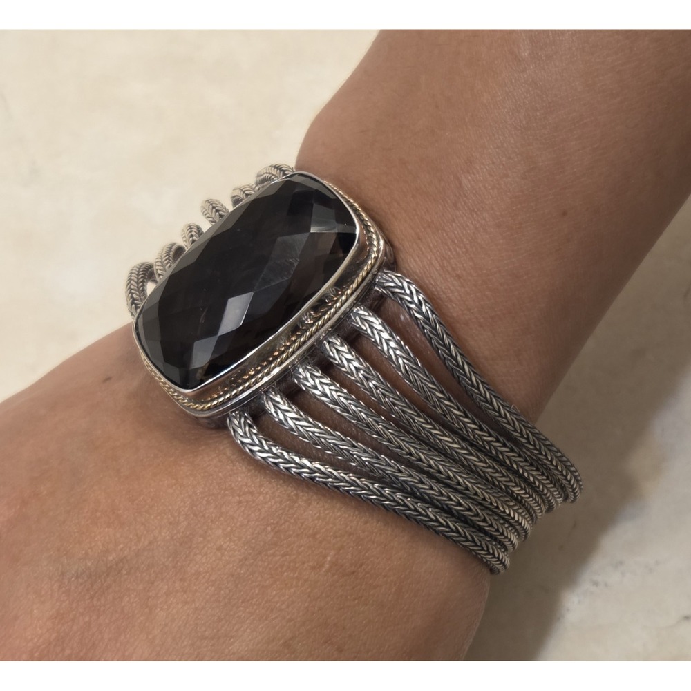 Rare Balissima‎ By Effy Hematian Large Smoky Quartz Sterling & 18k Gold 6 Strand